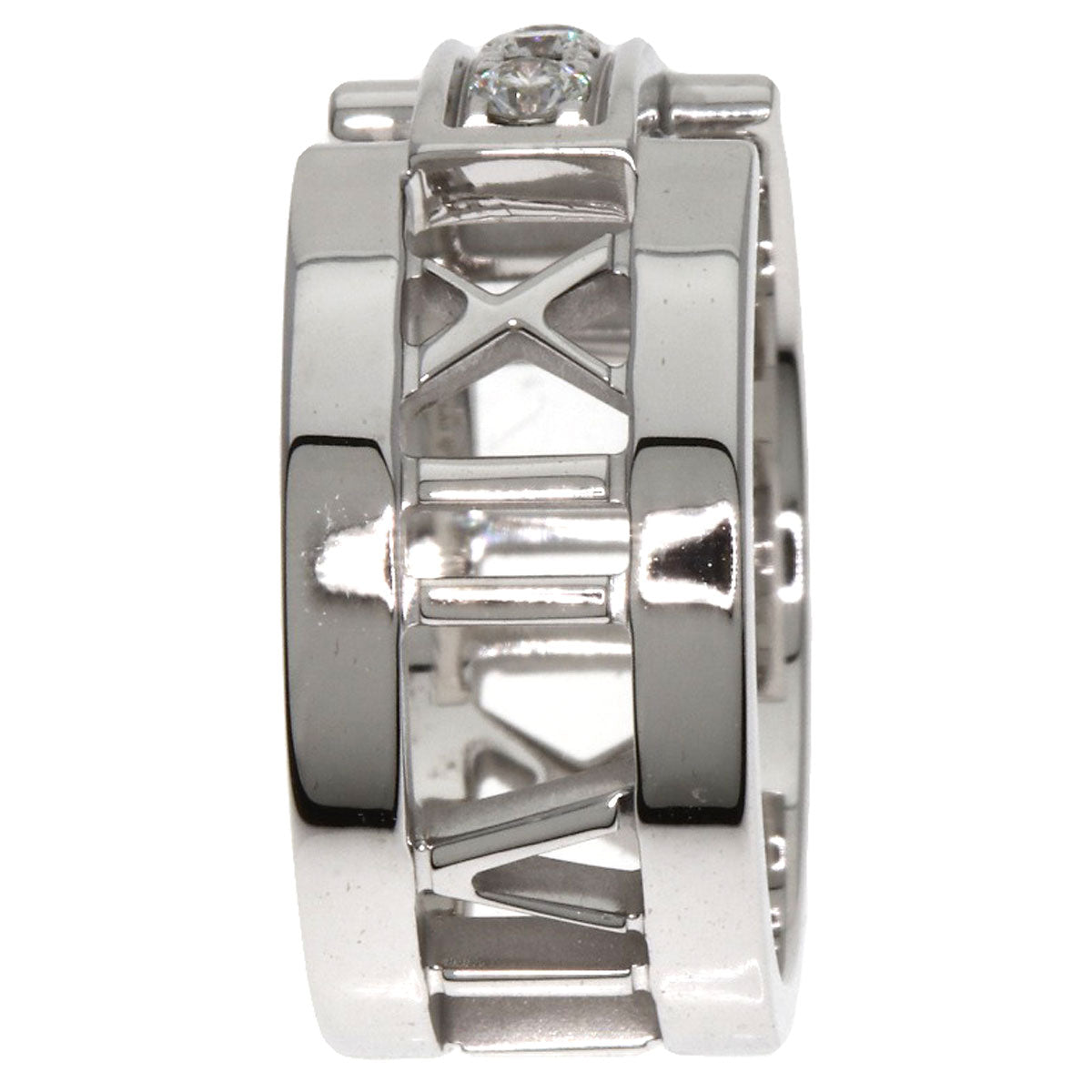 TIFFANY&Co. Open Atlas 3P Diamond Ring K18 White Gold Ladies [Used]