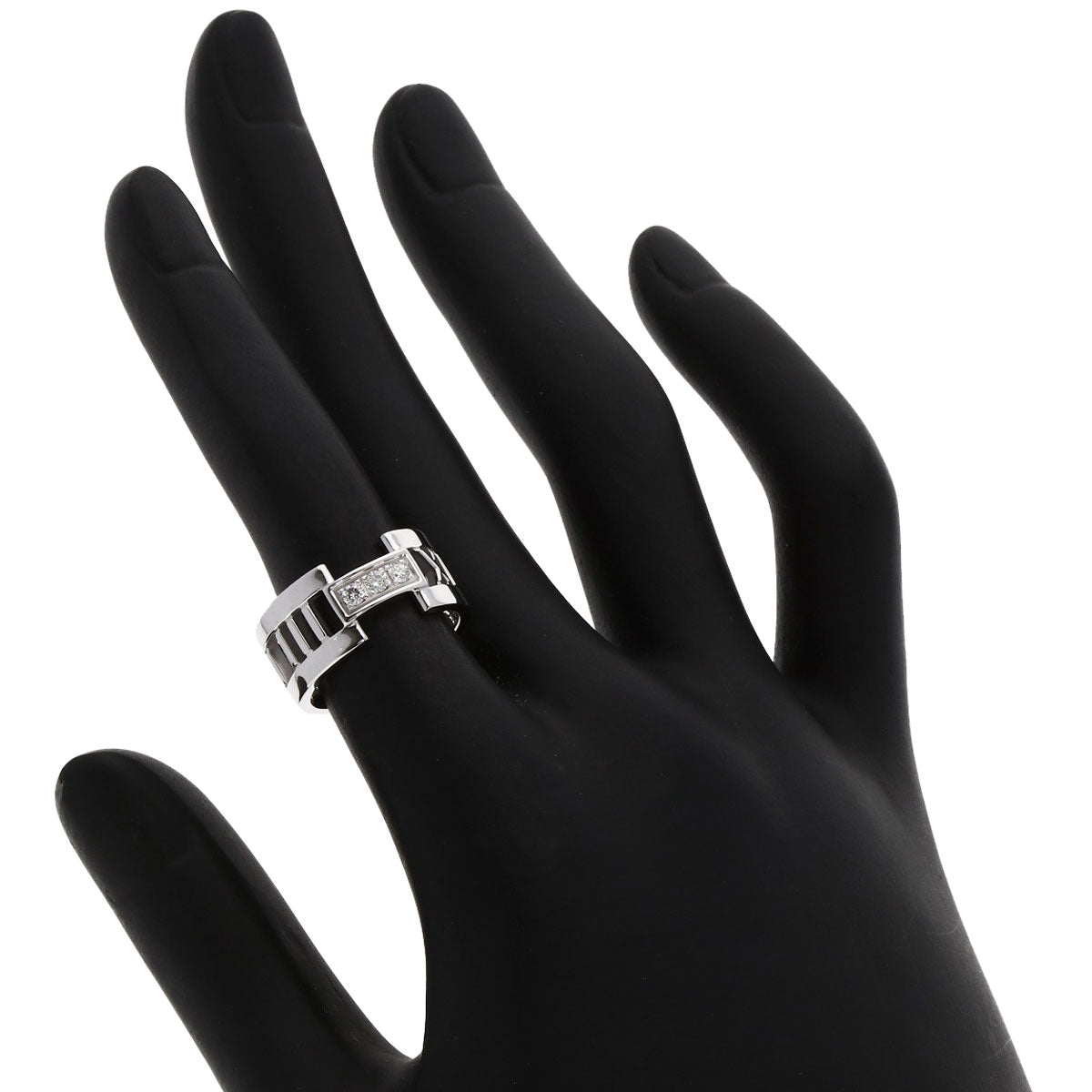 TIFFANY&Co. Open Atlas 3P Diamond Ring K18 White Gold Ladies [Used]