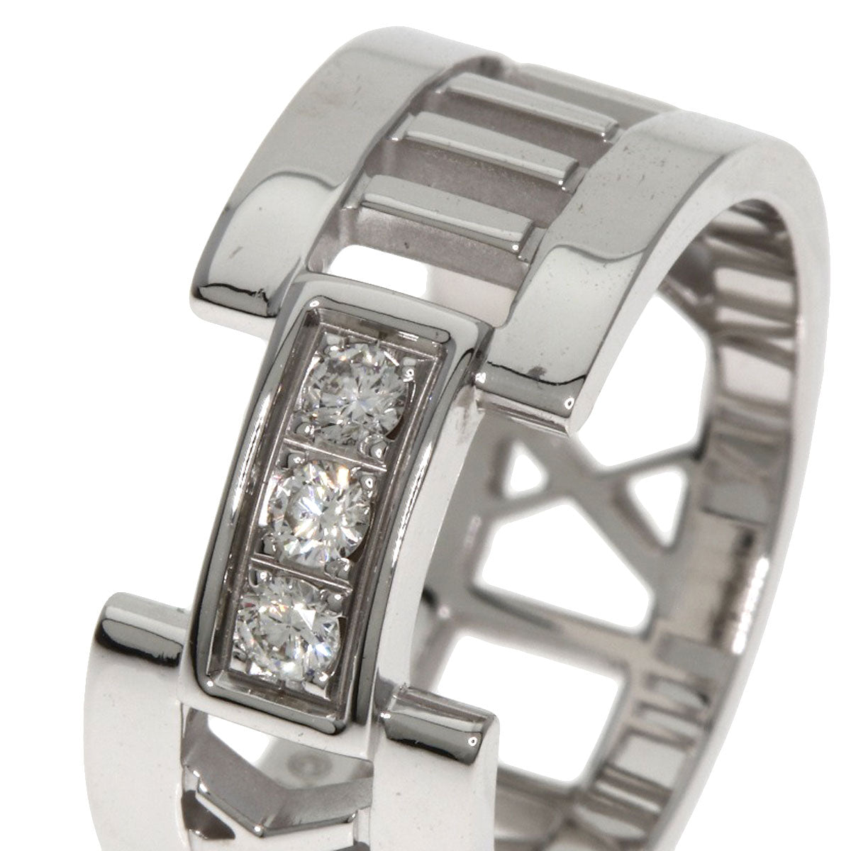 TIFFANY&Co. Open Atlas 3P Diamond Ring K18 White Gold Ladies [Used]