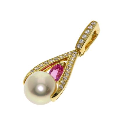 Jeunet Pearl Pearl Sapphire Diamond Pendant top K18 Yellow Gold Ladies [Used]