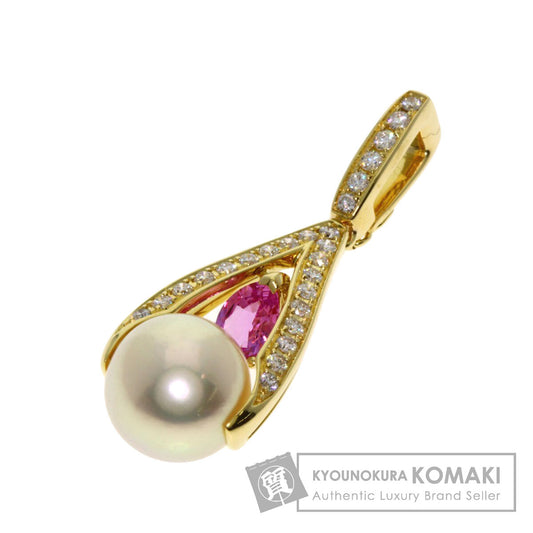 Jeunet Pearl Pearl Sapphire Diamond Pendant top K18 Yellow Gold Ladies [Used]