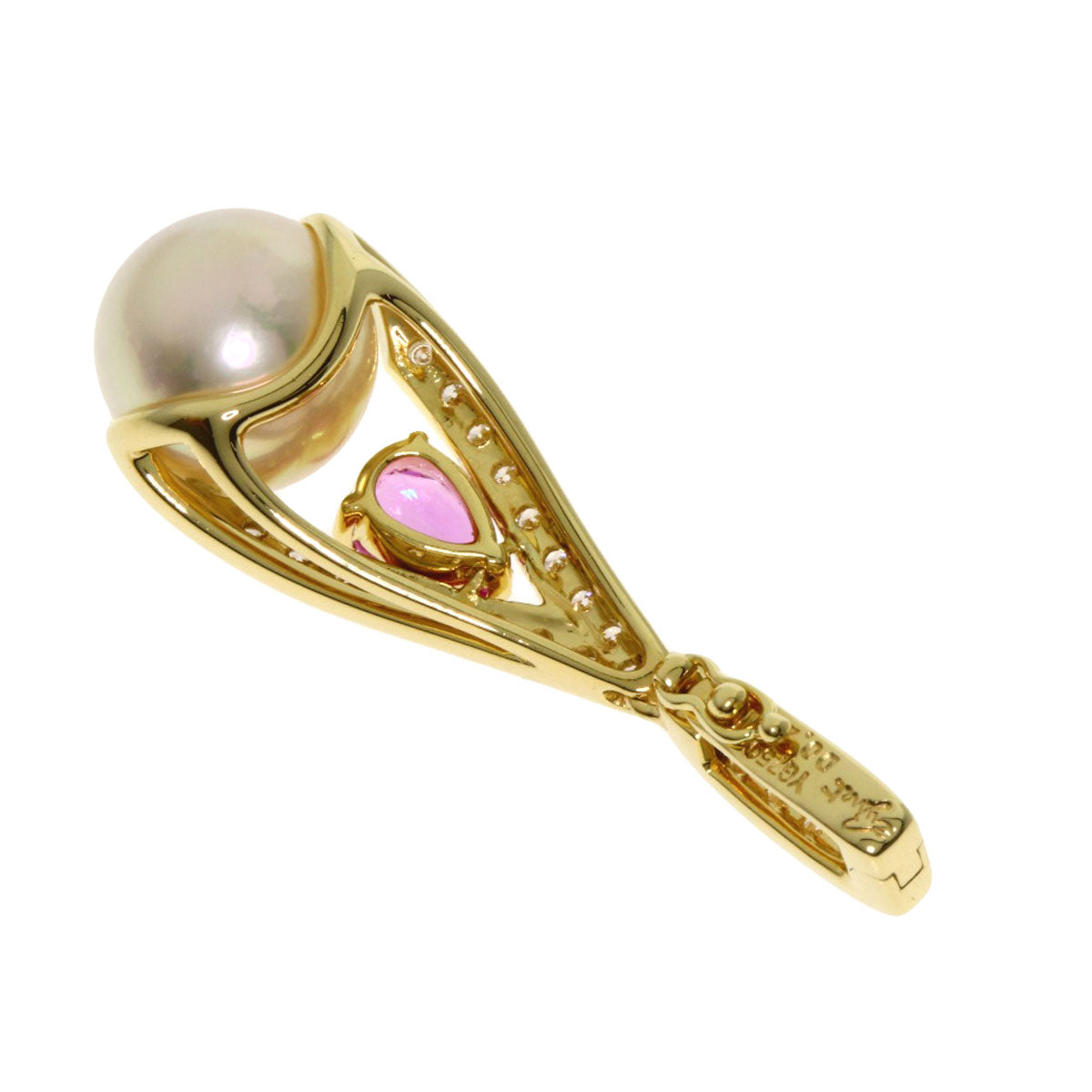 Jeunet Pearl Pearl Sapphire Diamond Pendant top K18 Yellow Gold Ladies [Used]