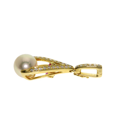 Jeunet Pearl Pearl Sapphire Diamond Pendant top K18 Yellow Gold Ladies [Used]