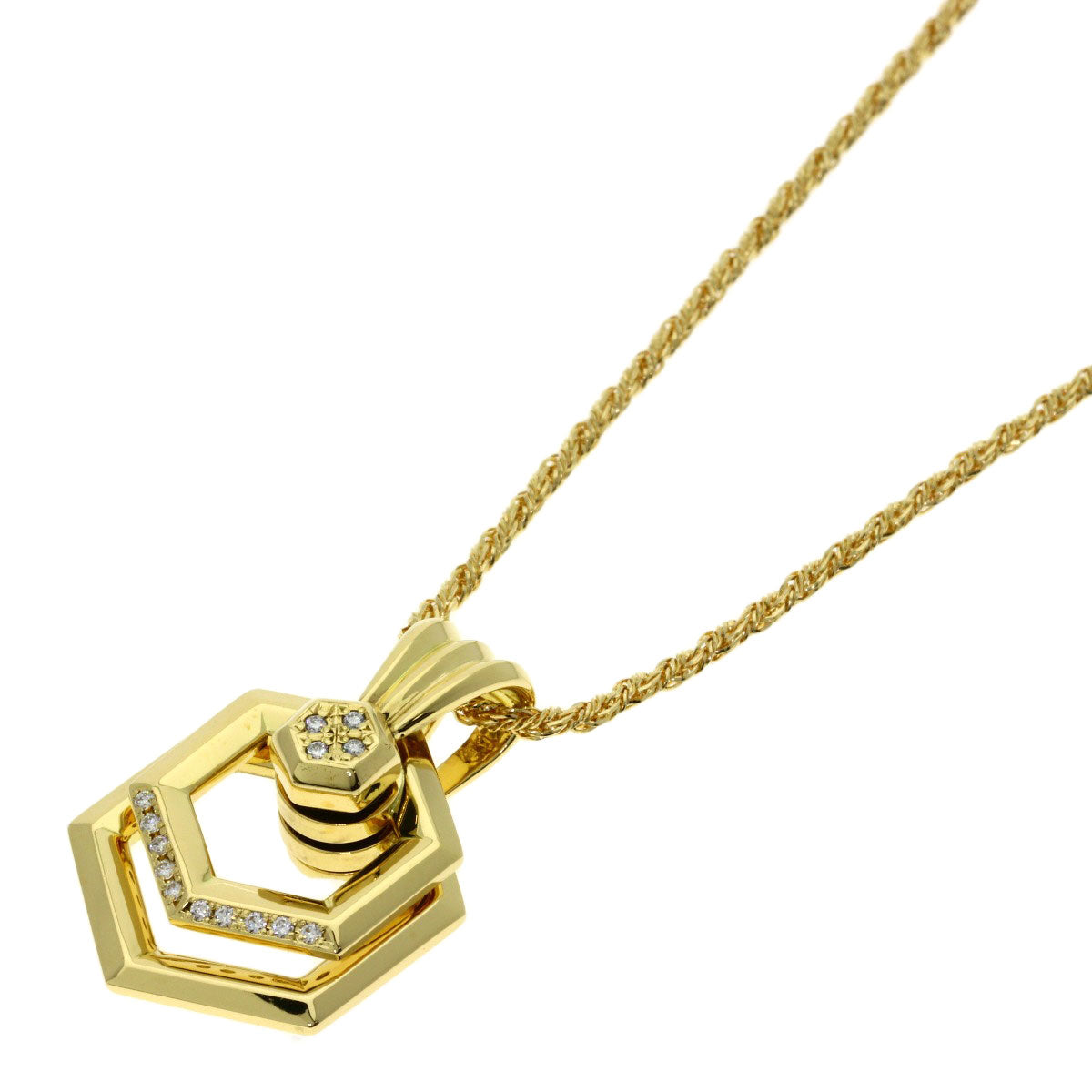 WALTHAM swing diamond Necklace K18 Yellow Gold Ladies [Used]