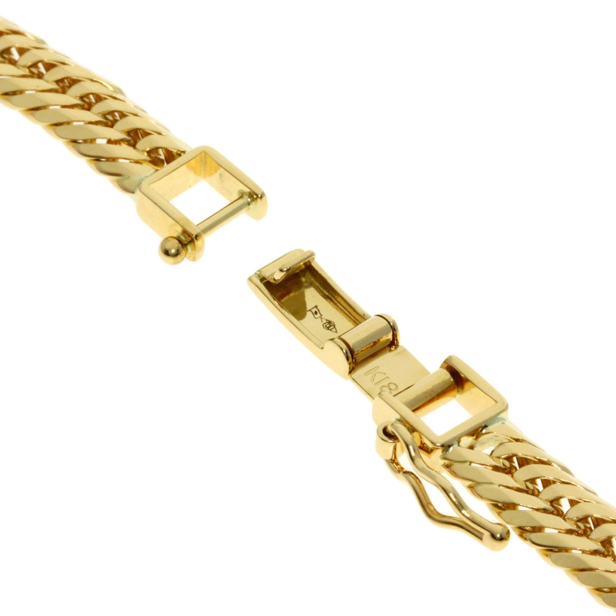 Curb chain Kihei W6 side Necklace K18 Yellow Gold 50.7g　unisex