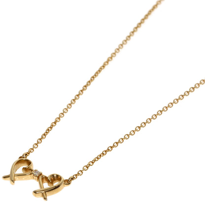 TIFFANY&Co. Double Loving Heart 1P Diamond Necklace K18 Pink Gold Ladies [Used]