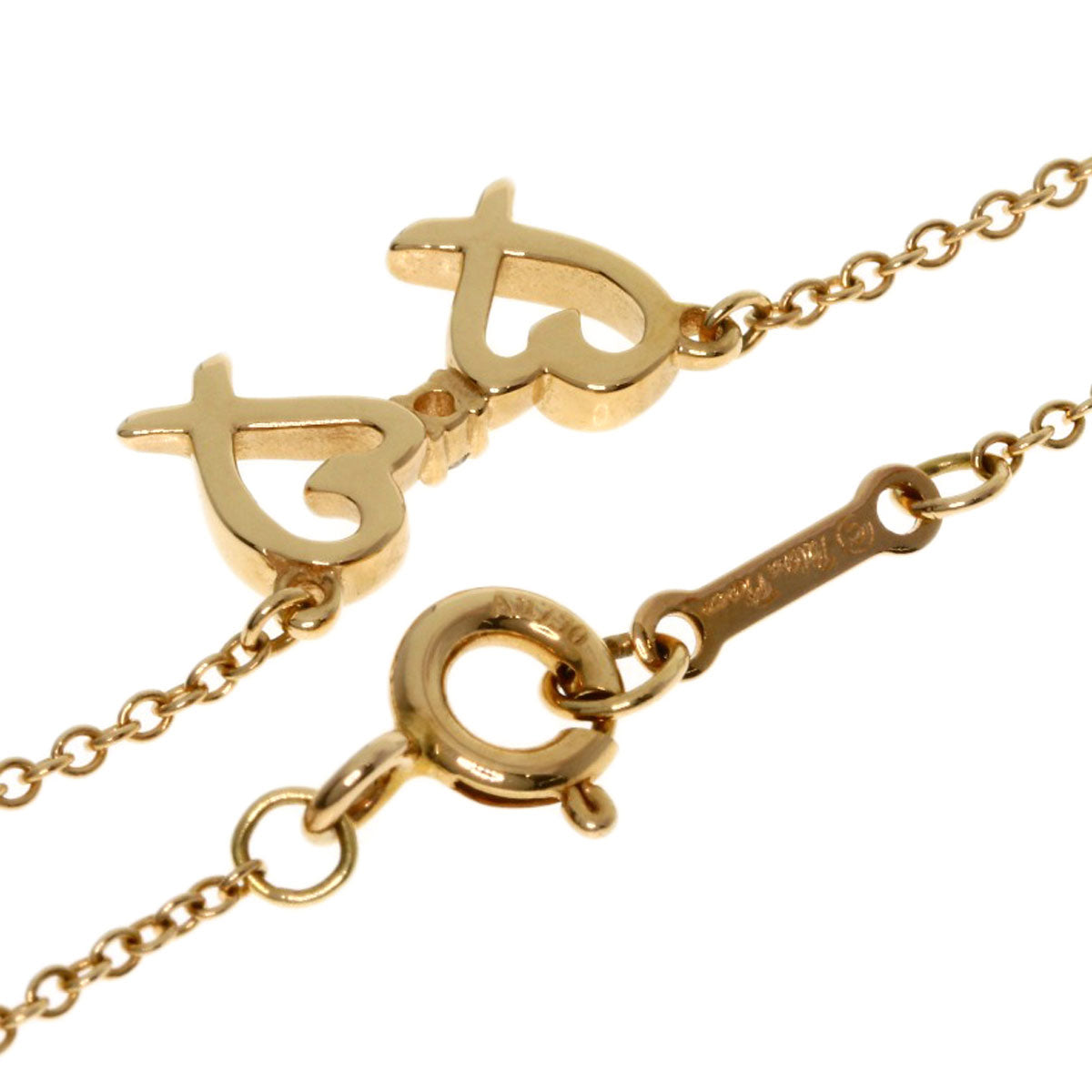 TIFFANY&Co. Double Loving Heart 1P Diamond Necklace K18 Pink Gold Ladies [Used]