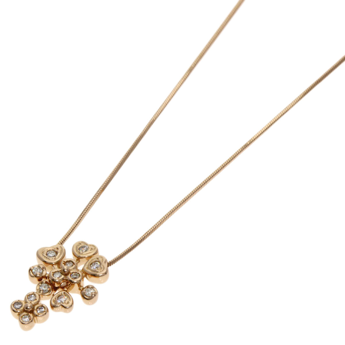 VENDOME Heart motif Diamond Necklace K18 Pink Gold Ladies [Used]