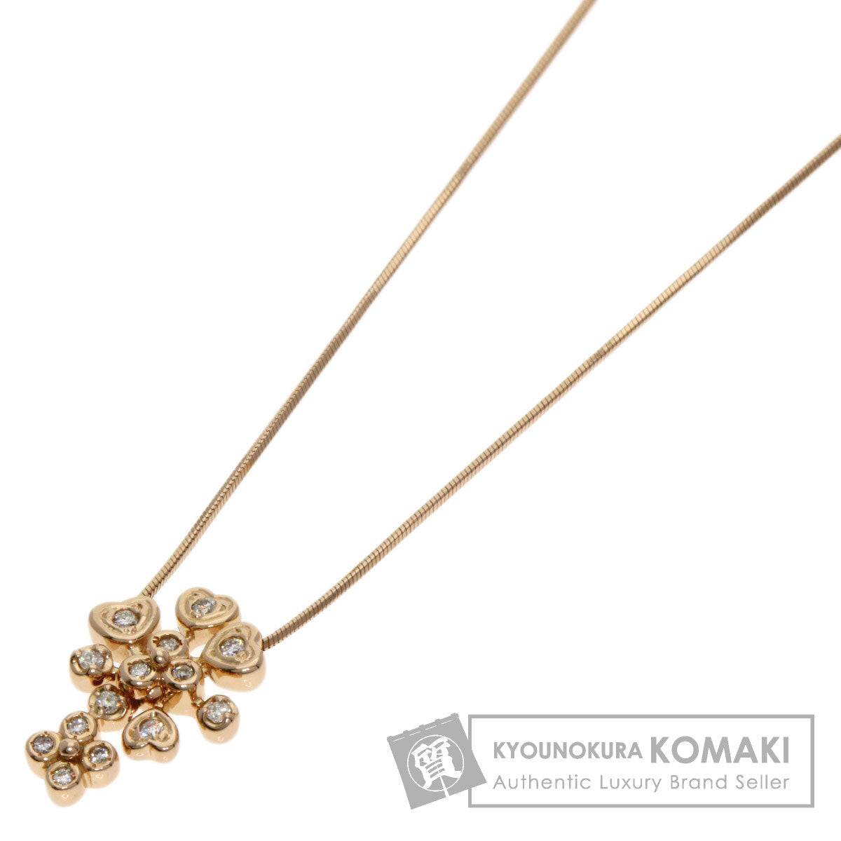 VENDOME Heart motif Diamond Necklace K18 Pink Gold Ladies [Used]