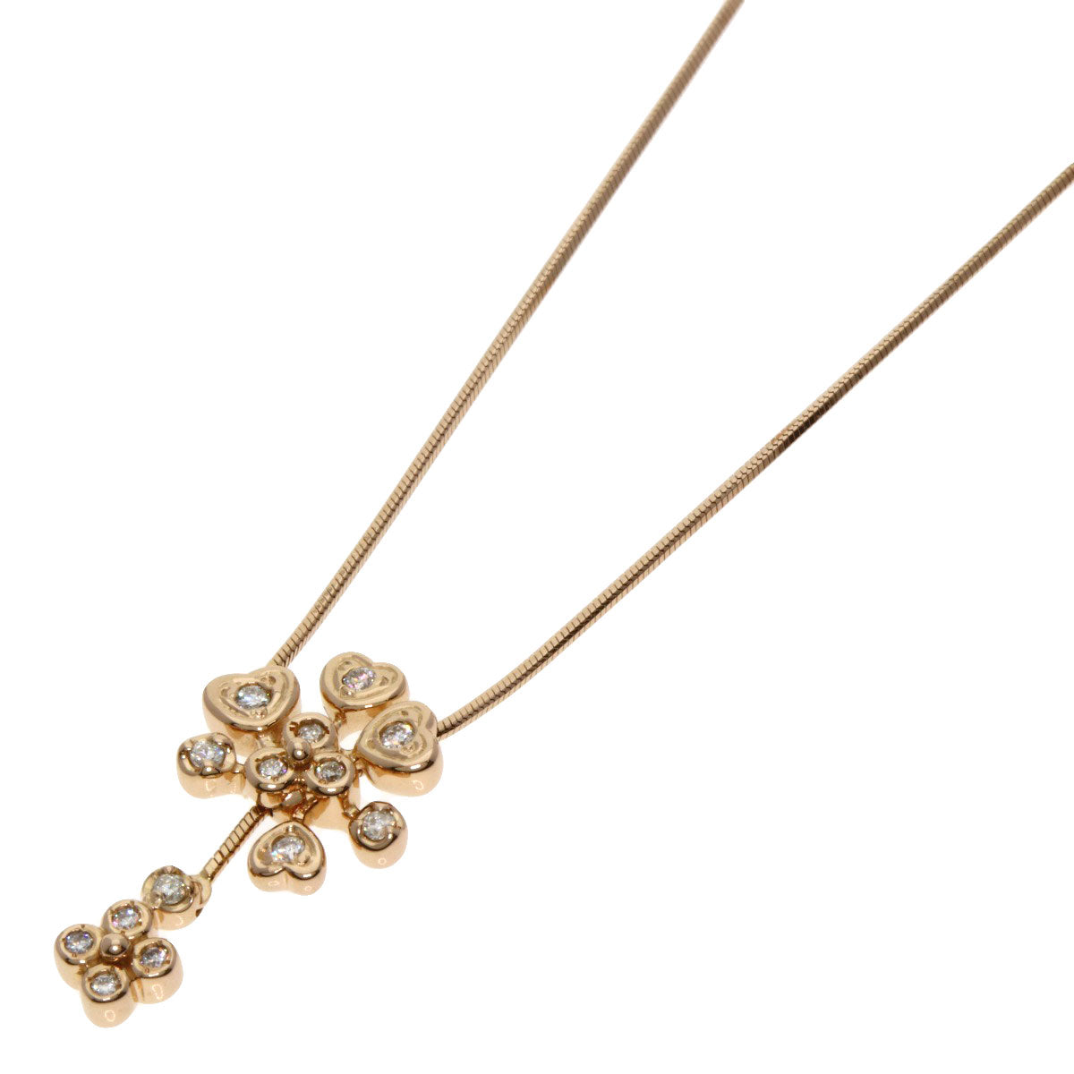 VENDOME Heart motif Diamond Necklace K18 Pink Gold Ladies [Used]