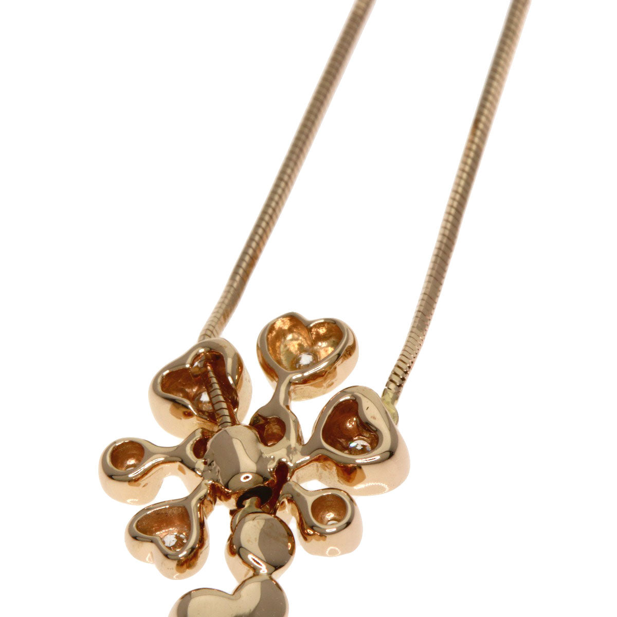 VENDOME Heart motif Diamond Necklace K18 Pink Gold Ladies [Used]