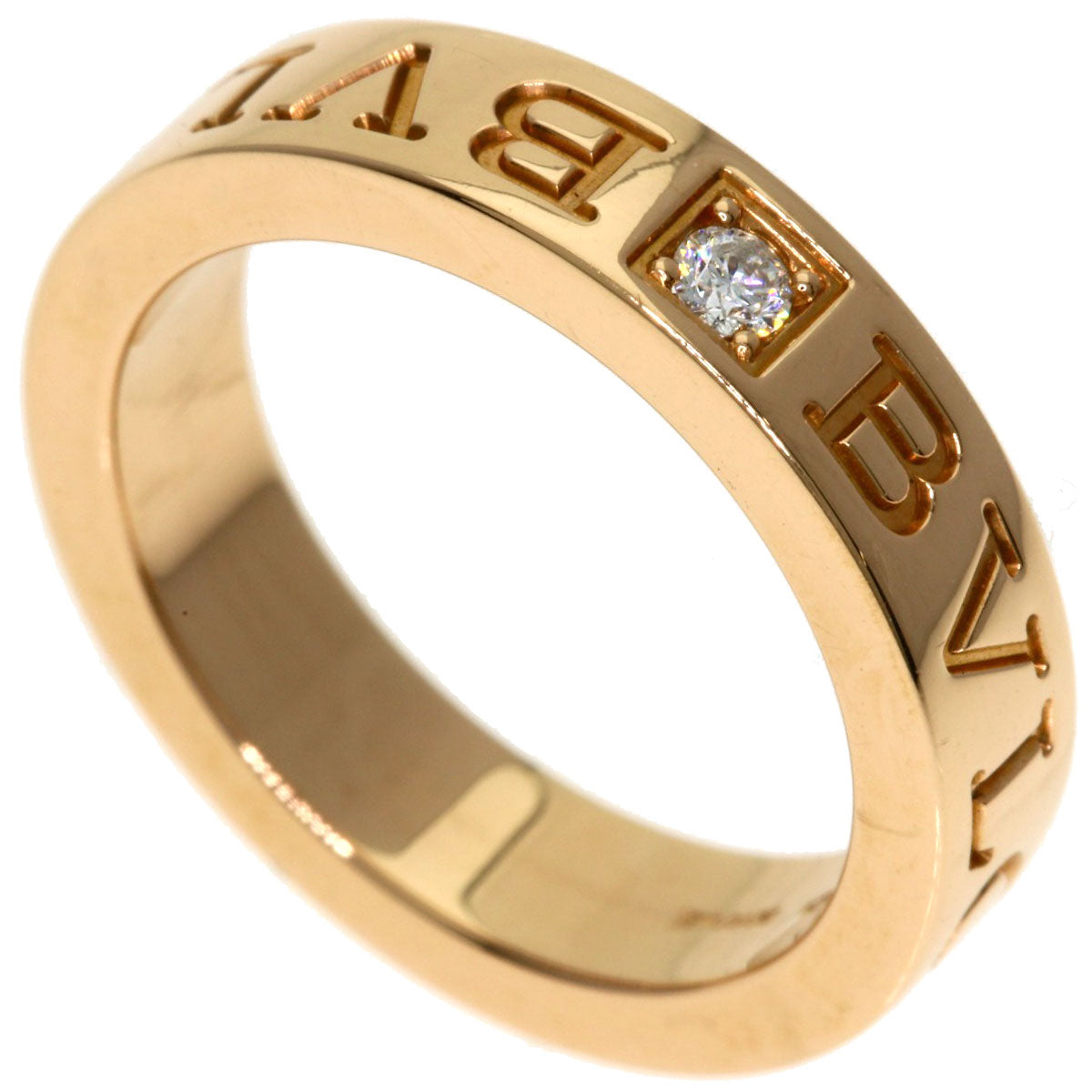 BVLGARI Double logo 1P Diamond Ring K18 Pink Gold Ladies [Used]