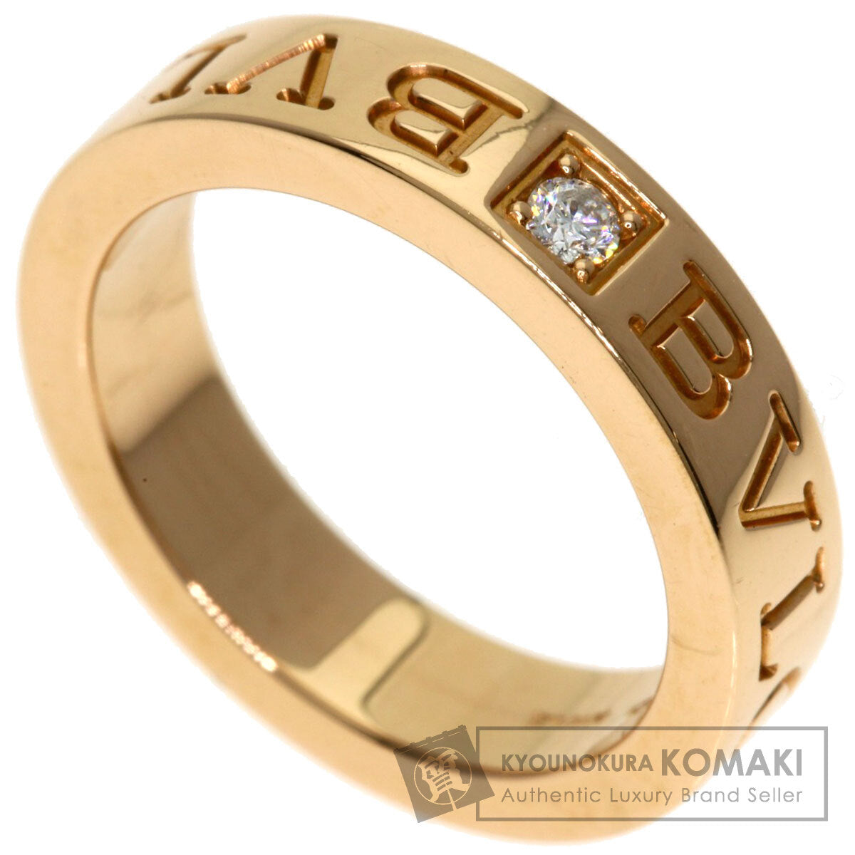 BVLGARI Double logo 1P Diamond Ring K18 Pink Gold Ladies [Used]