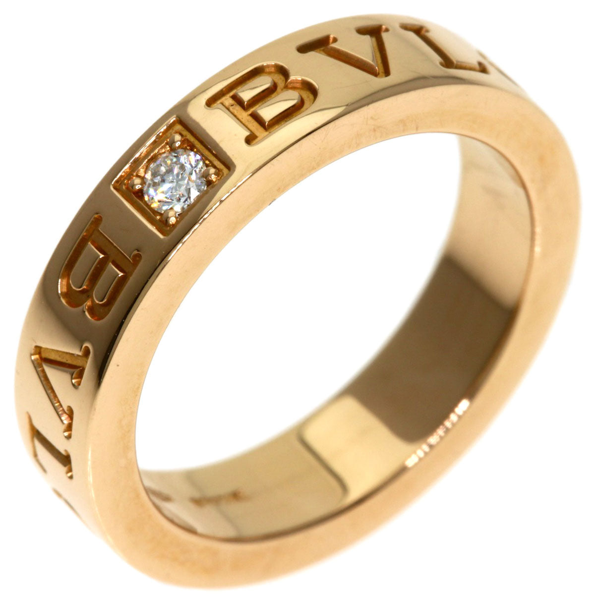 BVLGARI Double logo 1P Diamond Ring K18 Pink Gold Ladies [Used]