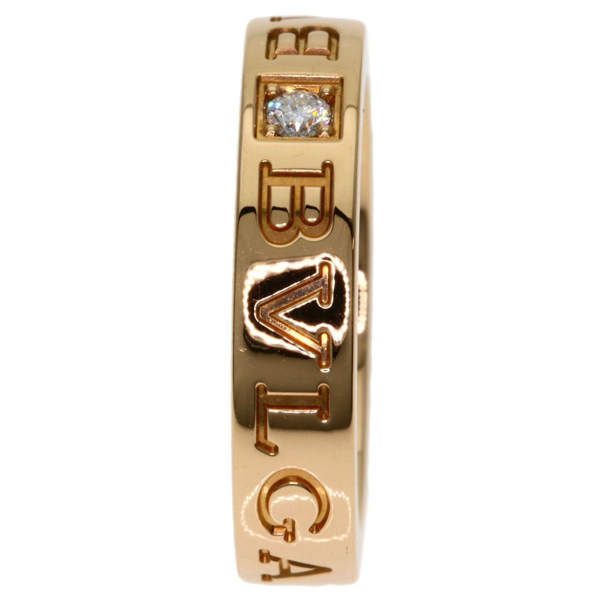 BVLGARI Double logo 1P Diamond Ring K18 Pink Gold Ladies [Used]