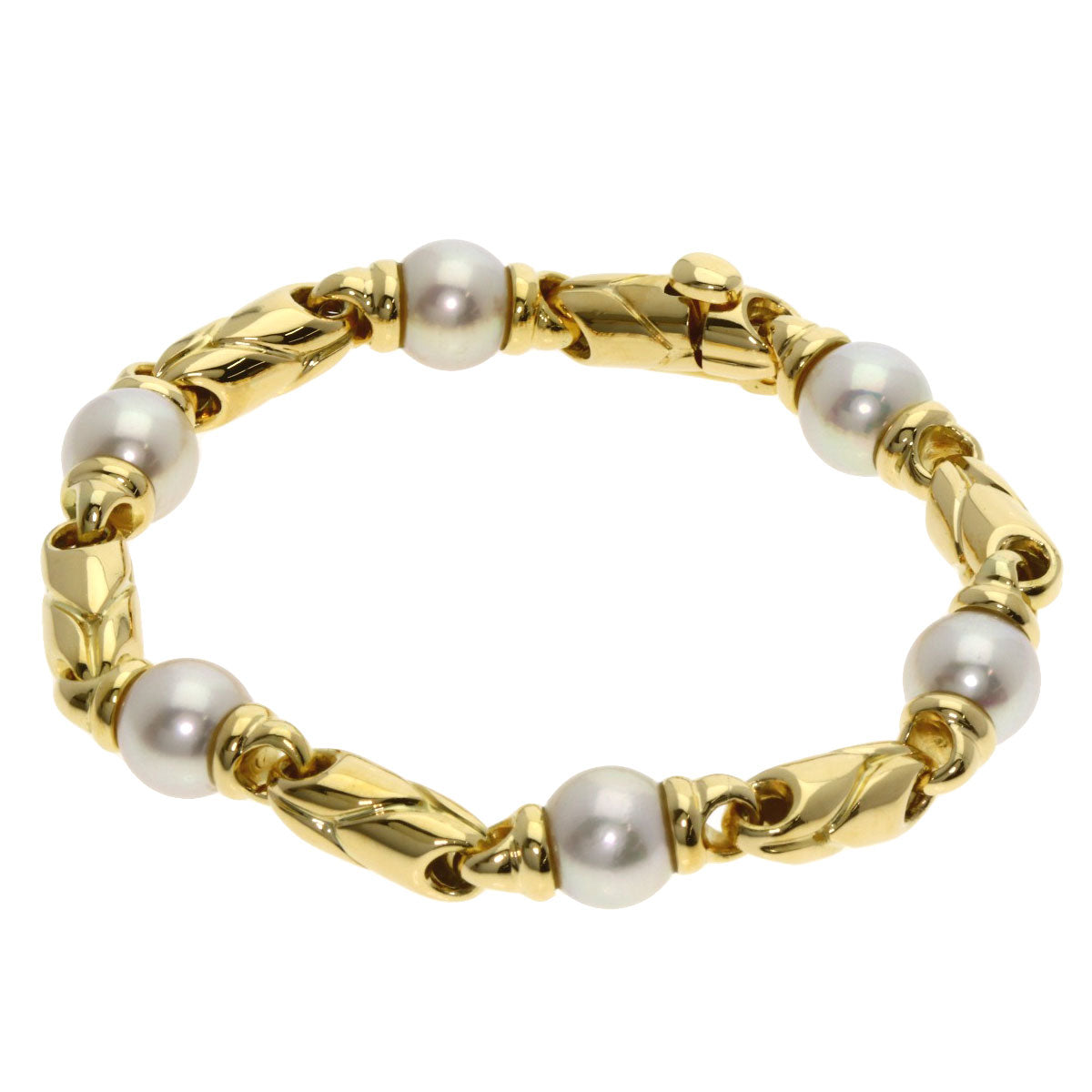 BVLGARI Passo Doppio 6P Pearl Bracelet K18 Yellow Gold Ladies [Used]