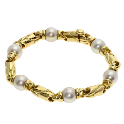 BVLGARI Passo Doppio 6P Pearl Bracelet K18 Yellow Gold Ladies [Used]