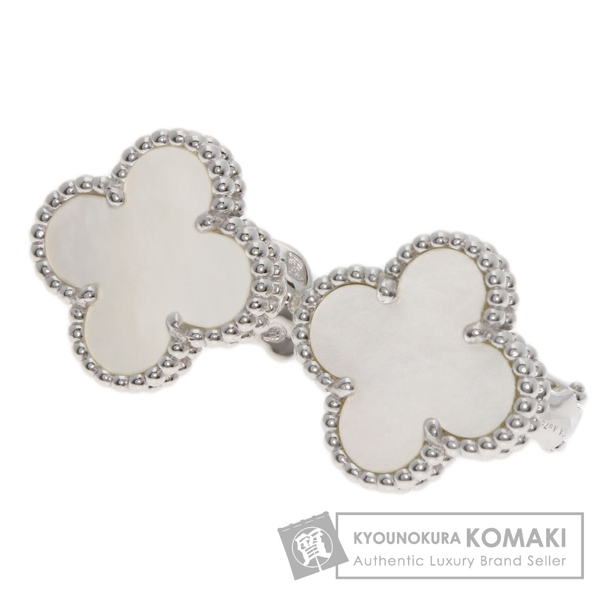 Van Cleef & Arpels Vintage Alhambra Shell earring K18 White Gold Ladies [Used]
