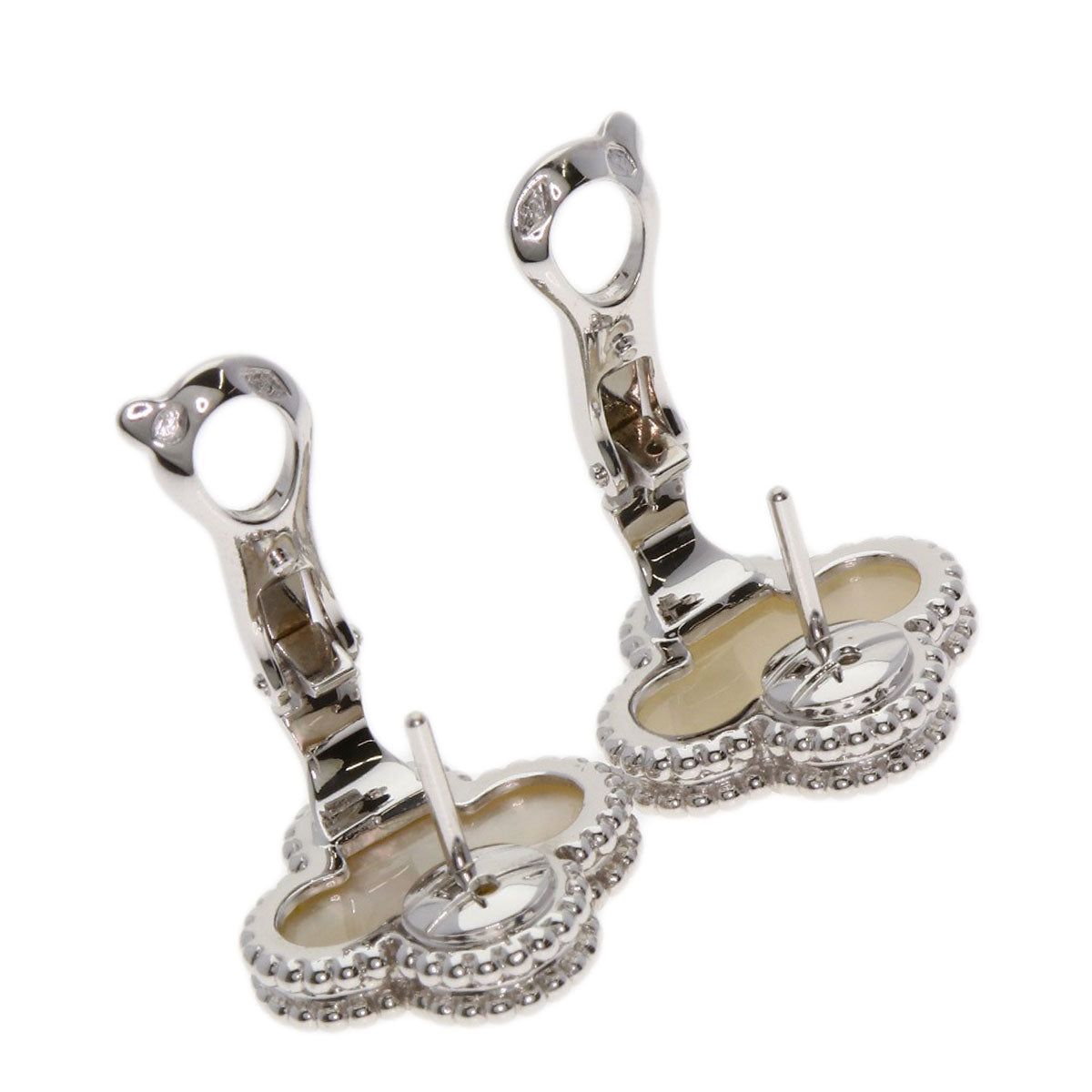 Van Cleef & Arpels Vintage Alhambra Shell earring K18 White Gold Ladies [Used]