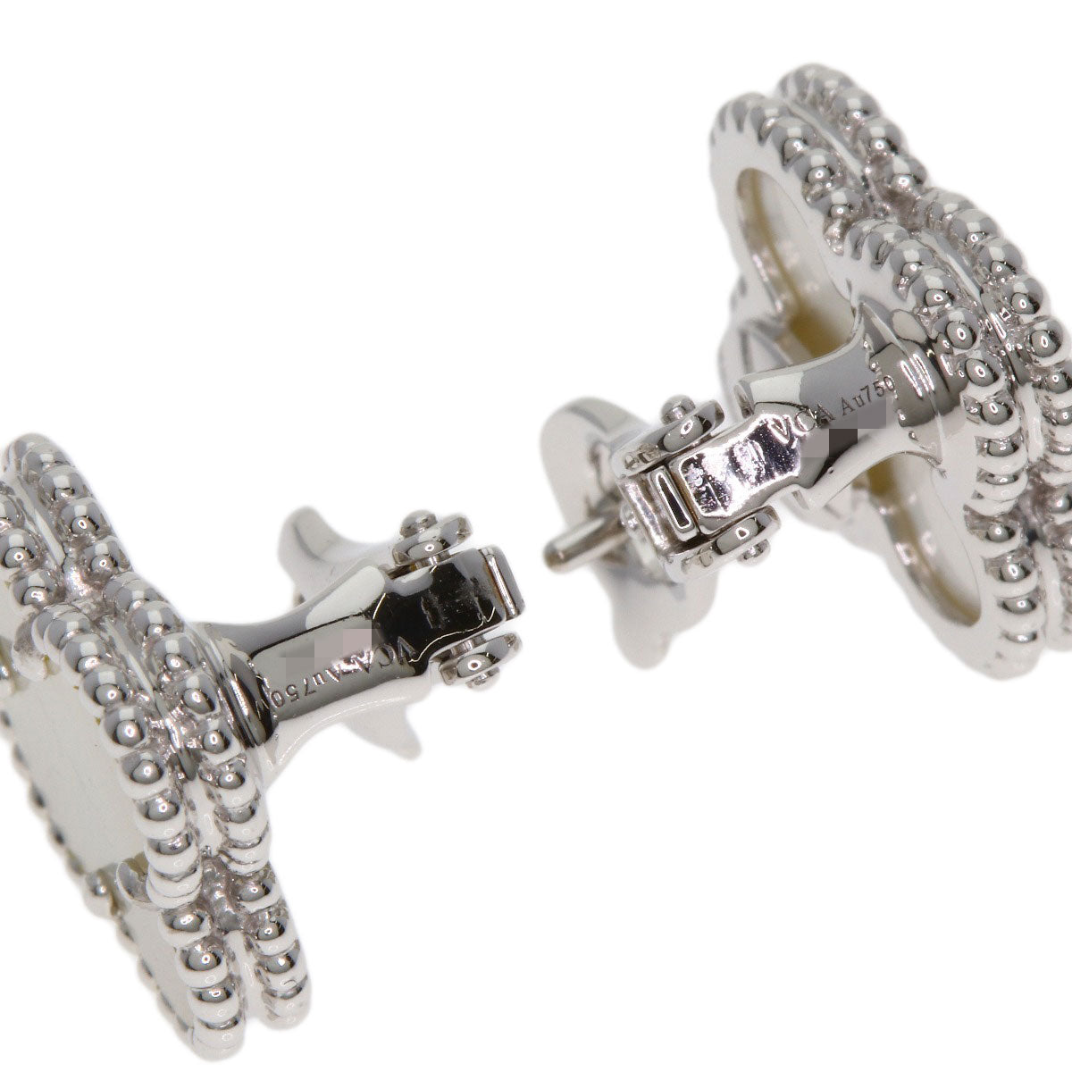 Van Cleef & Arpels Vintage Alhambra Shell earring K18 White Gold Ladies [Used]