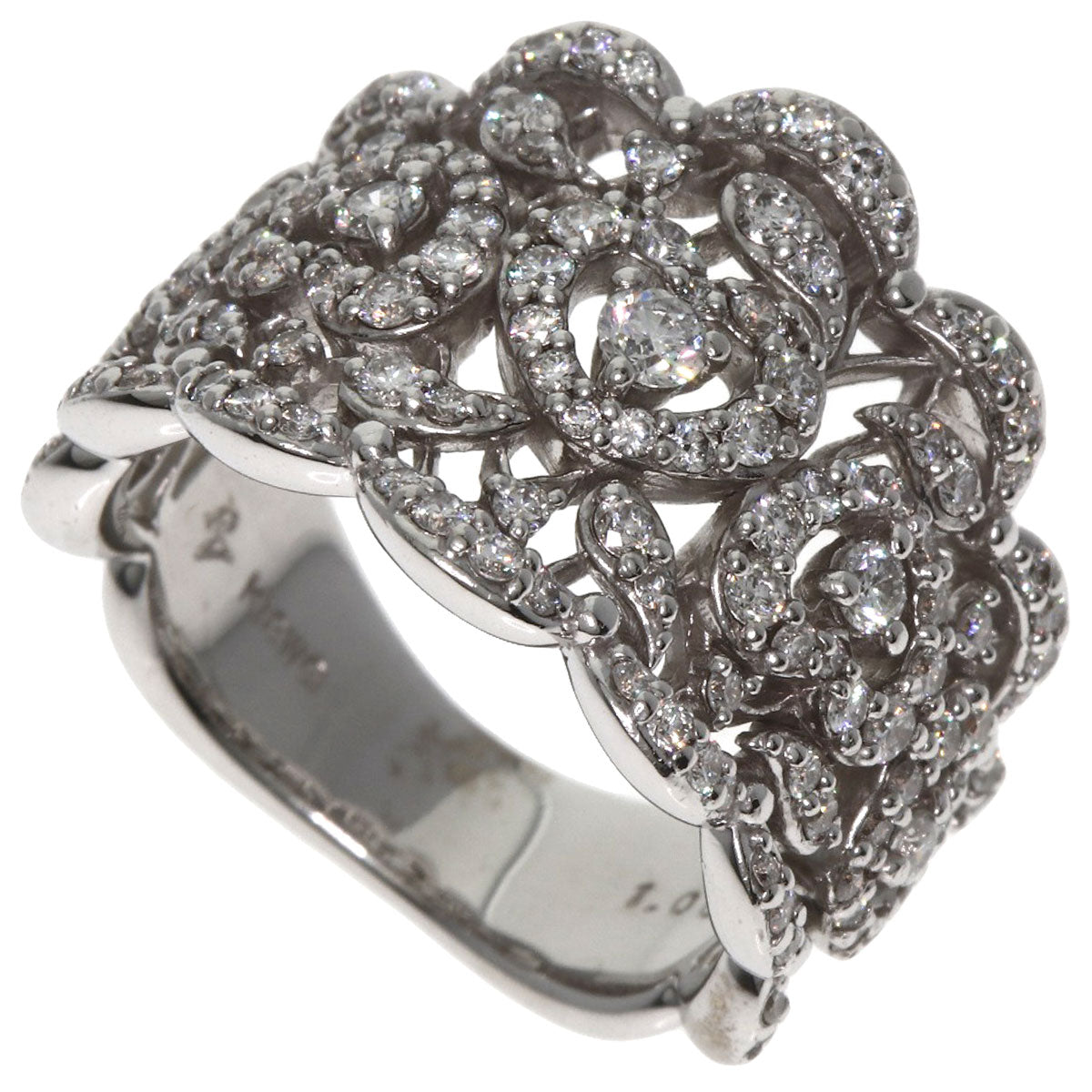 Ponte Vecchio Heart motif Diamond Ring K18 White Gold Ladies [Used]