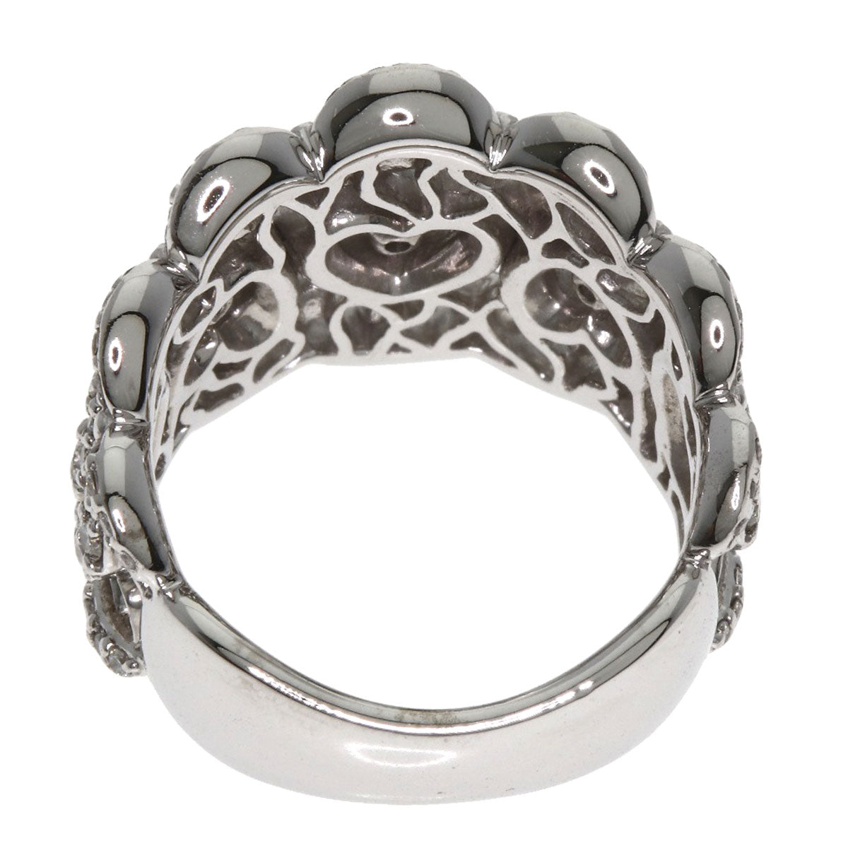 Ponte Vecchio Heart motif Diamond Ring K18 White Gold Ladies [Used]