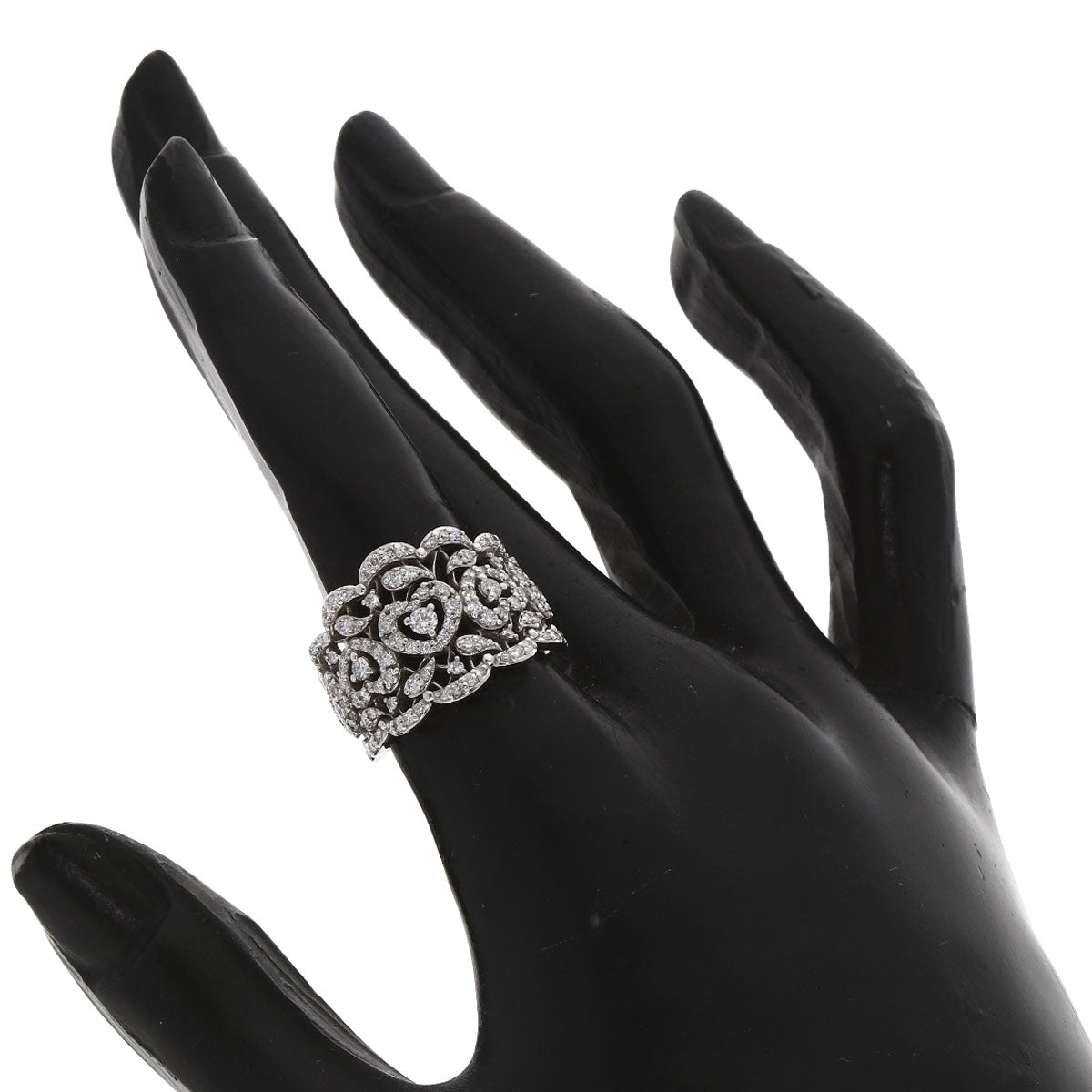 Ponte Vecchio Heart motif Diamond Ring K18 White Gold Ladies [Used]