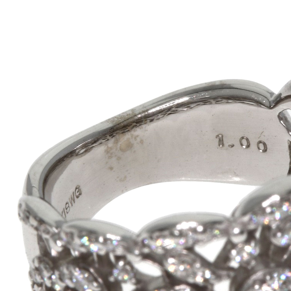 Ponte Vecchio Heart motif Diamond Ring K18 White Gold Ladies [Used]