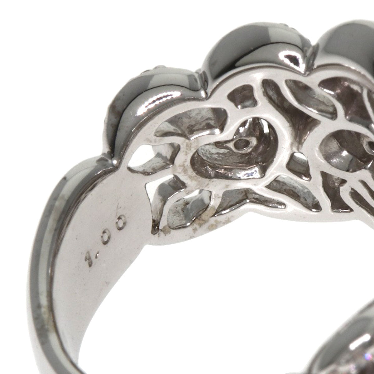 Ponte Vecchio Heart motif Diamond Ring K18 White Gold Ladies [Used]