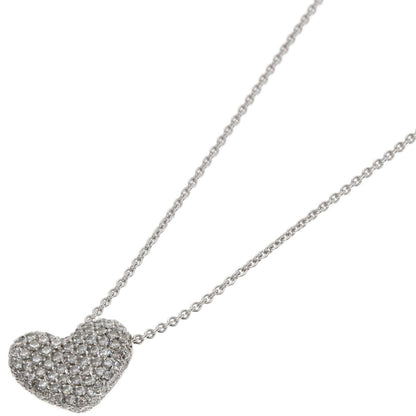 Ponte Vecchio Pavé Heart Diamond Necklace K18 White Gold Ladies [Used]