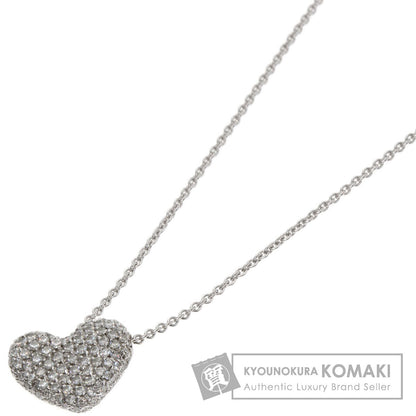 Ponte Vecchio Pavé Heart Diamond Necklace K18 White Gold Ladies [Used]