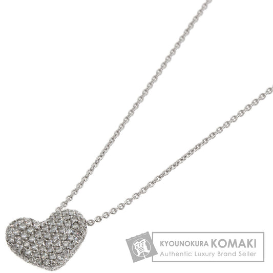 Ponte Vecchio Pavé Heart Diamond Necklace K18 White Gold Ladies [Used]