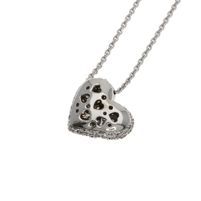 Ponte Vecchio Pavé Heart Diamond Necklace K18 White Gold Ladies [Used]