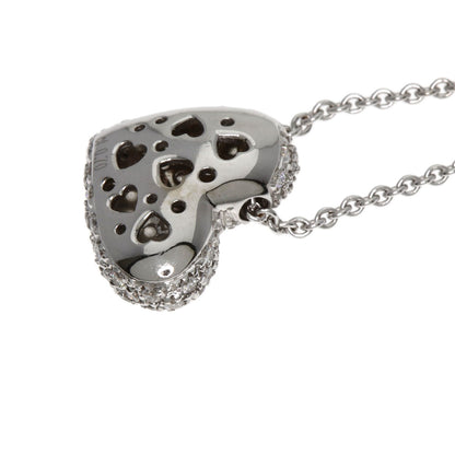 Ponte Vecchio Pavé Heart Diamond Necklace K18 White Gold Ladies [Used]
