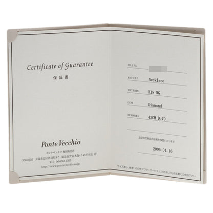 Ponte Vecchio Pavé Heart Diamond Necklace K18 White Gold Ladies [Used]