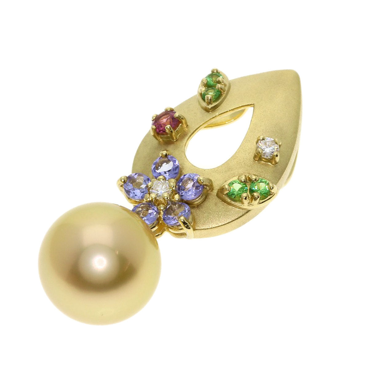 TASAKI Golden Pearl Pearl Color Stone Pendant top K18 Yellow Gold Ladies [Used]