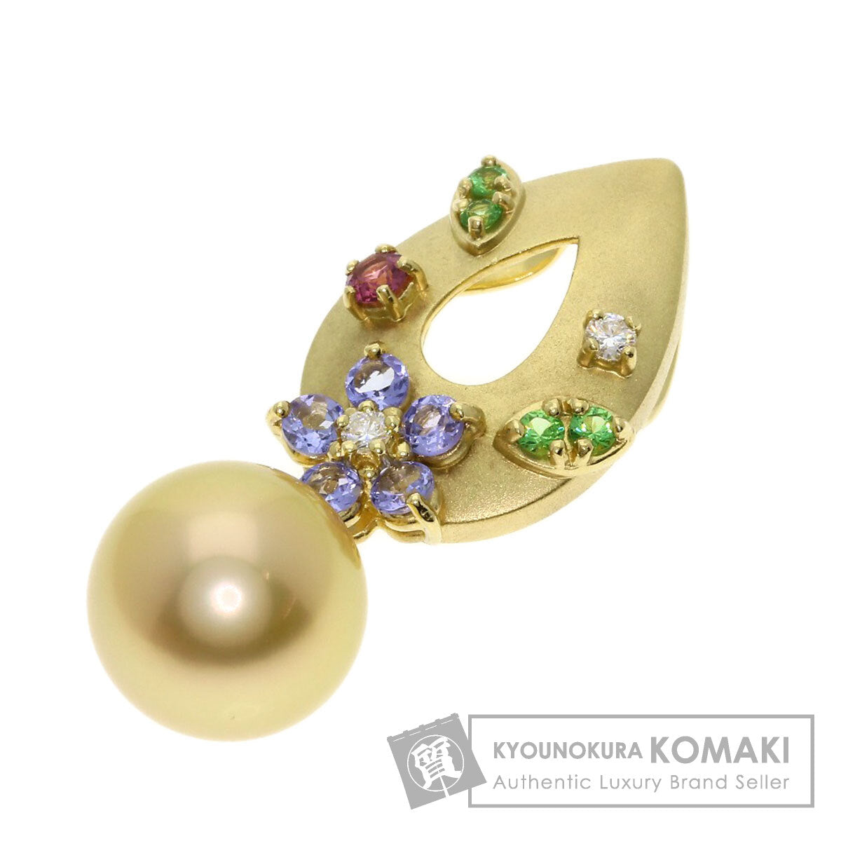TASAKI Golden Pearl Pearl Color Stone Pendant top K18 Yellow Gold Ladies [Used]