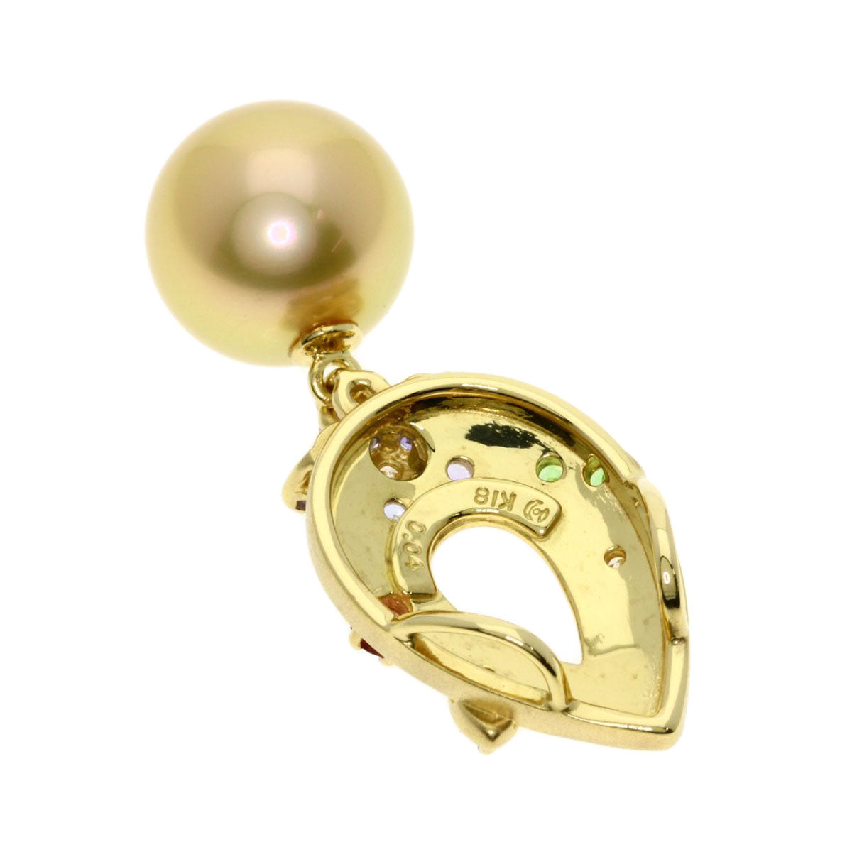 TASAKI Golden Pearl Pearl Color Stone Pendant top K18 Yellow Gold Ladies [Used]