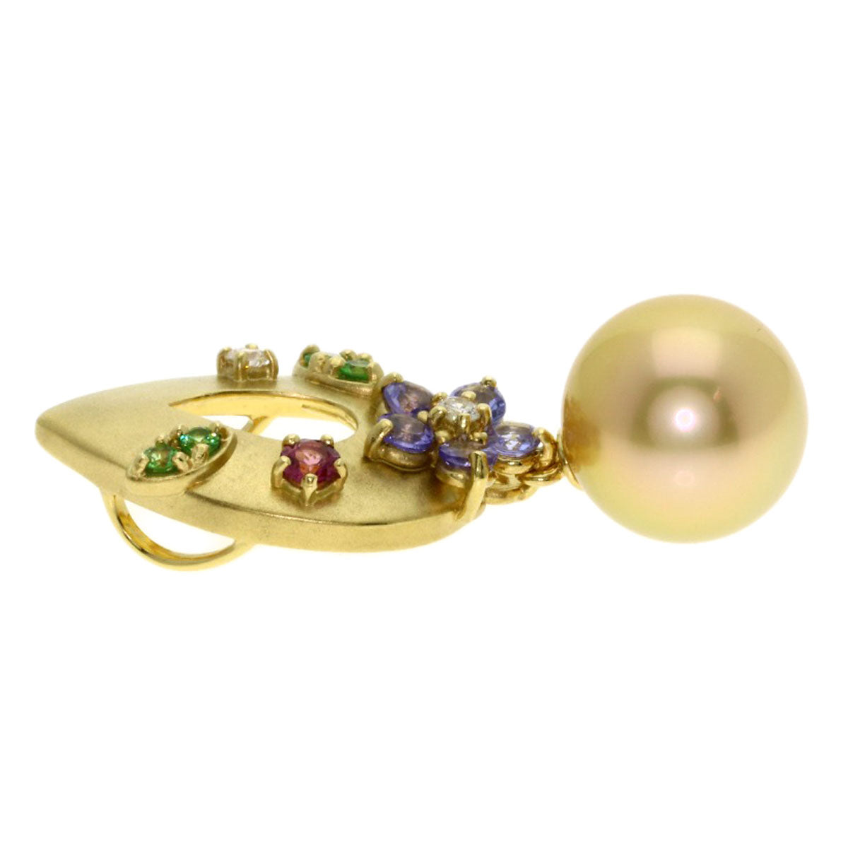 TASAKI Golden Pearl Pearl Color Stone Pendant top K18 Yellow Gold Ladies [Used]