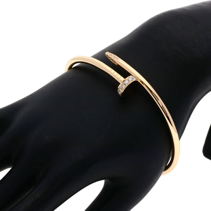 CARTIER Juste un Clou Classic Model Diamond #19 Bracelet K18 Pink Gold Ladies [Used]