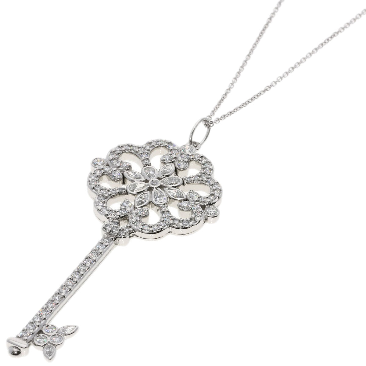 TIFFANY&Co. Enchant Prim Rose Key Diamond Necklace K18 White Gold Ladies [Used]