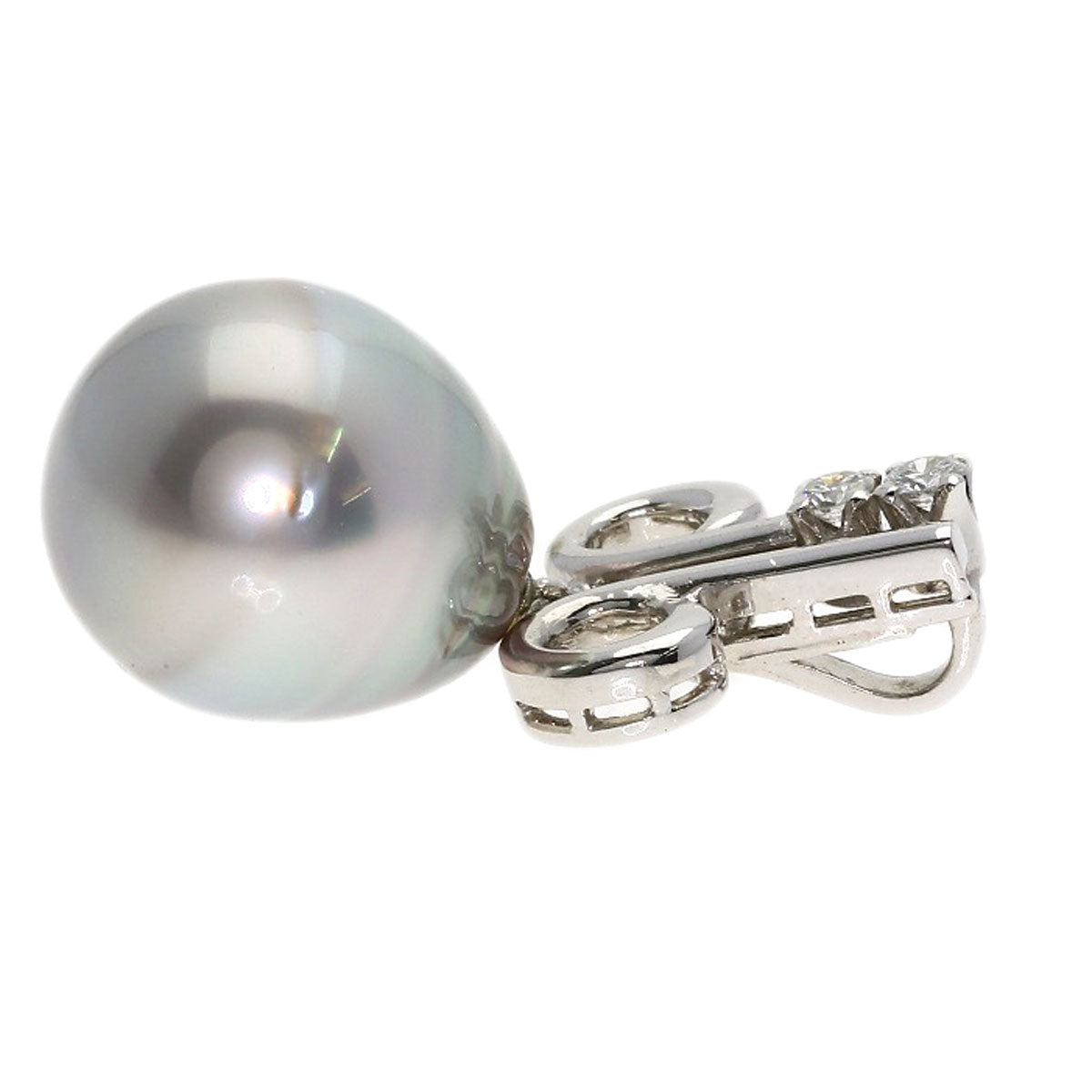 MIKIMOTO Pearl Pearl Diamond Pendant top K14 White Gold Ladies [Used]