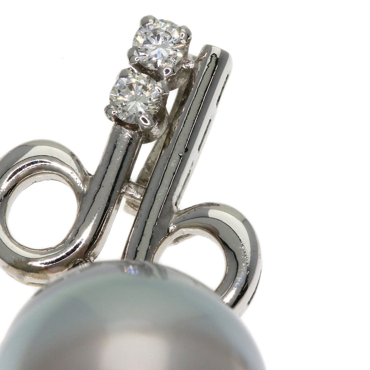 MIKIMOTO Pearl Pearl Diamond Pendant top K14 White Gold Ladies [Used]
