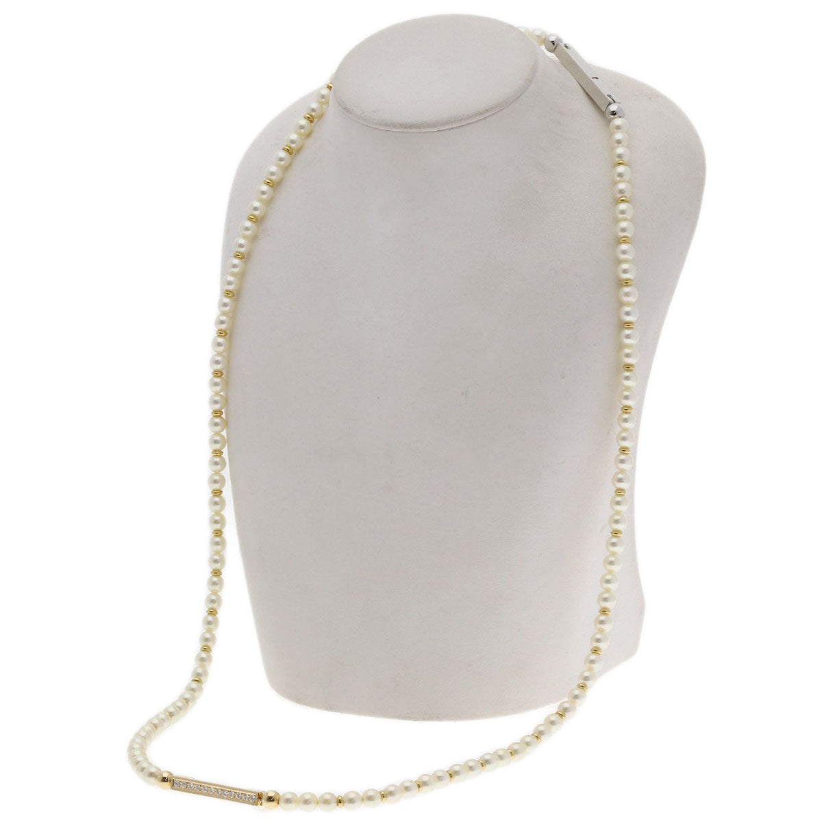 TASAKI Akoya Pearl Diamond Long Necklace Platinum PT900 18K Yellow GoldLadies [Used]