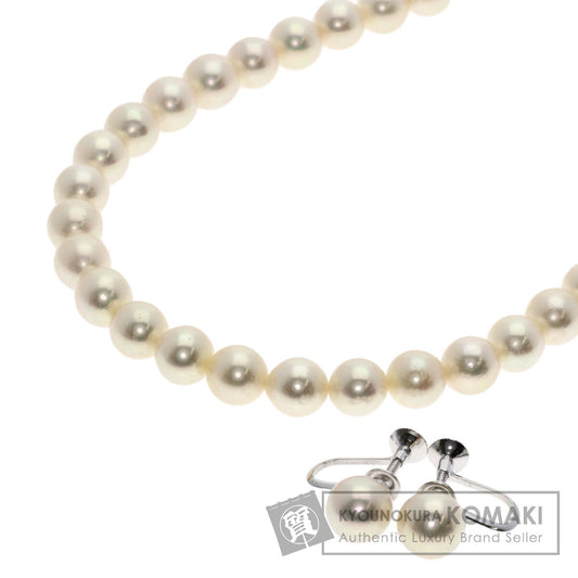 TASAKI Pearl Pearl Earring 2-piece set Necklace Silver Ladies [Used]