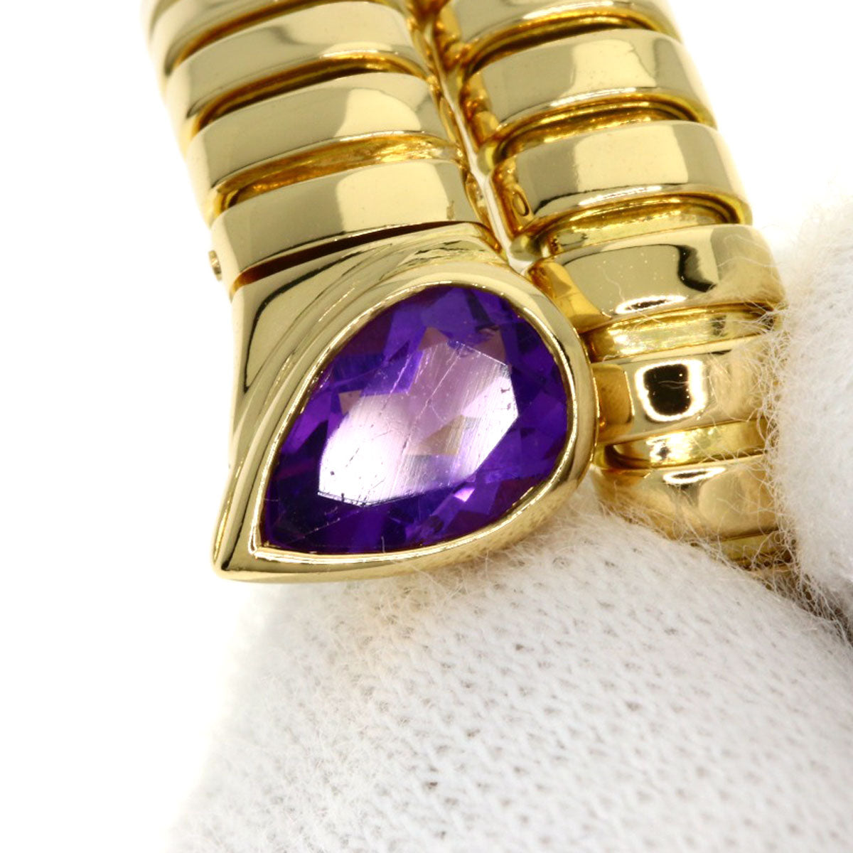 BVLGARI Tubogas Amethyst Ring K18 Yellow Gold Ladies [Used]