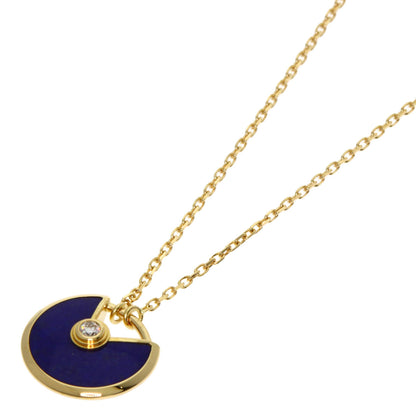 CARTIER Amulet de Cartier Lapis Lazuli & Azure stone 1P Diamond Necklace K18 Yellow Gold Ladies [Used]