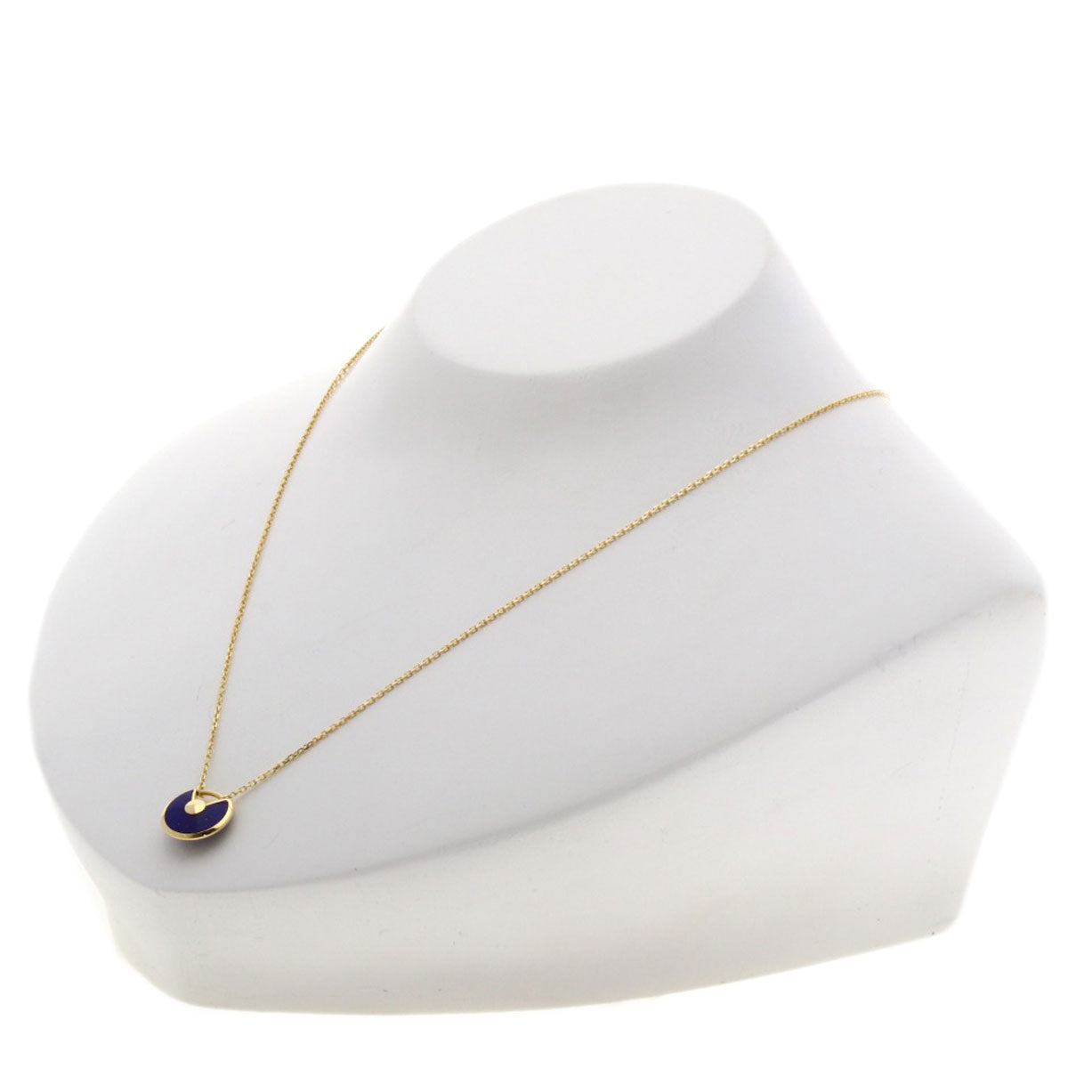 CARTIER Amulet de Cartier Lapis Lazuli & Azure stone 1P Diamond Necklace K18 Yellow Gold Ladies [Used]