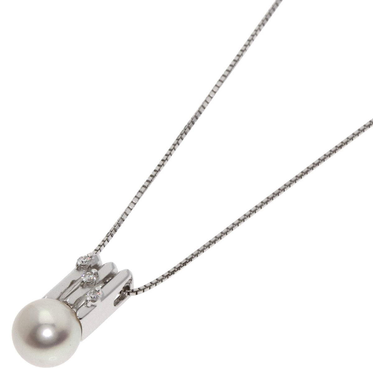 TASAKI Pearl Pearl Diamond Necklace K18 White Gold Ladies [Used]