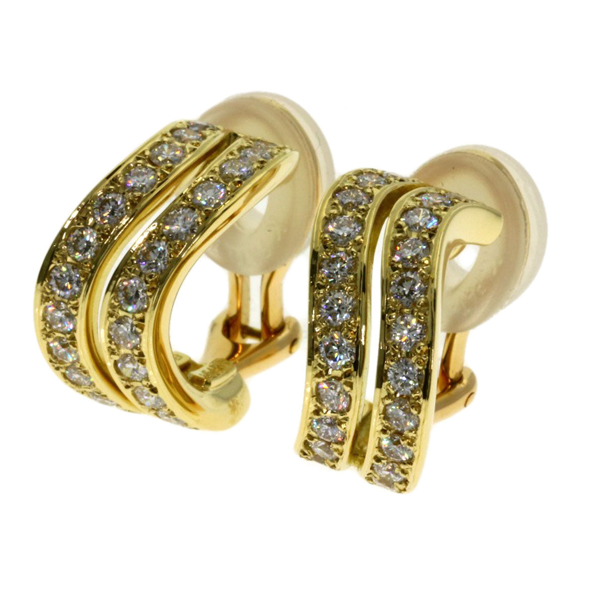 MIKIMOTO Diamond Earring K18 Yellow Gold Ladies [Used]